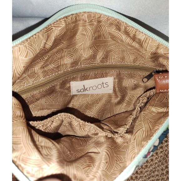 Sakroots Macramae Cross Body Bag Orange Floral Earth Tone Crochet - Picture 3 of 7